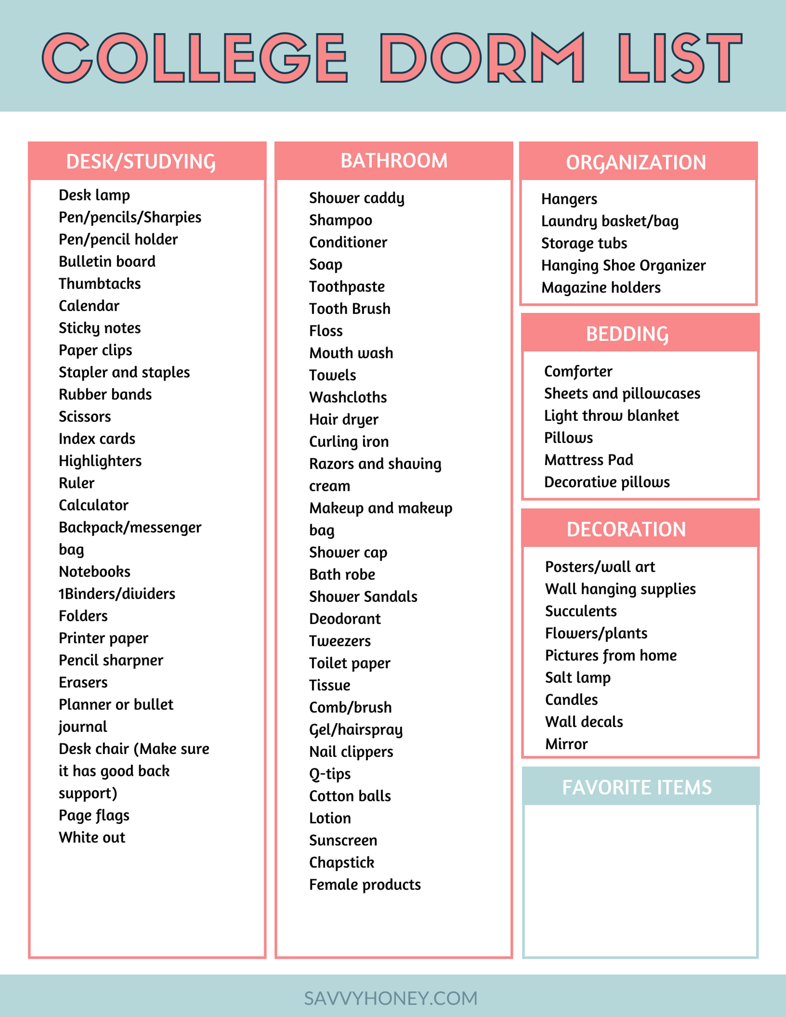 Awesome Dorm Room Essentials Packing List To Be Organized For College