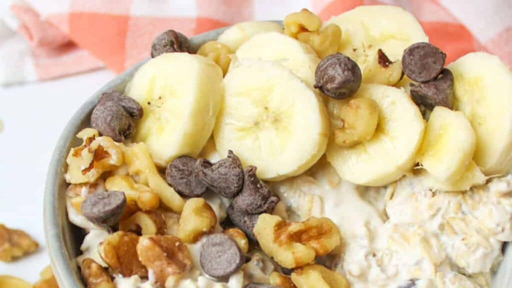 Chunky Monkey Overnight Oats in a bowl.
