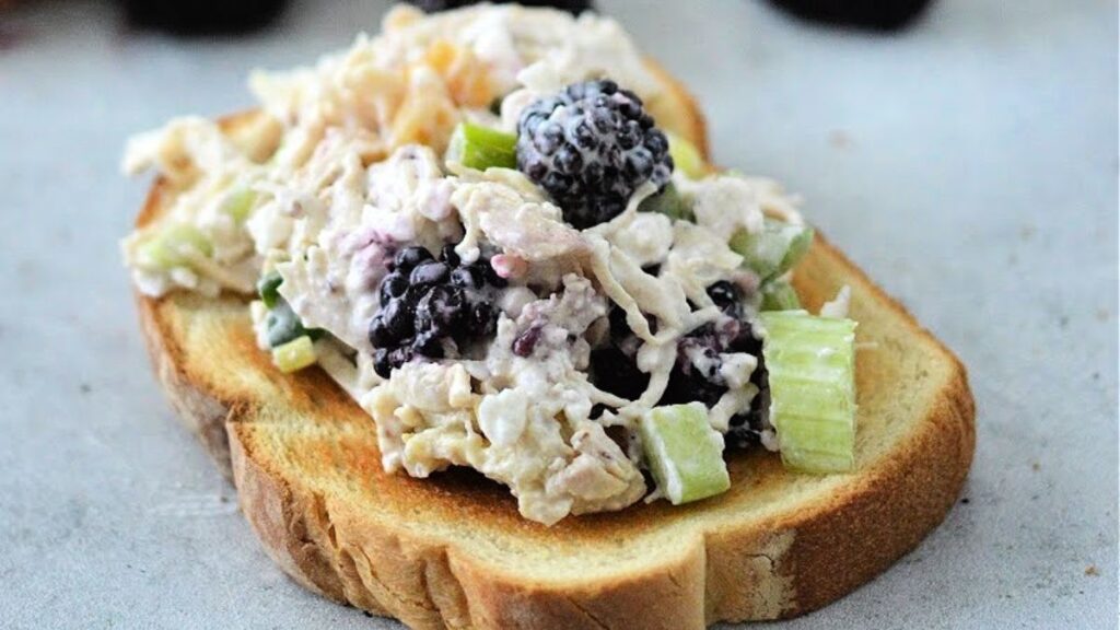 Blackberry Cottage Cheese Chicken Salad on toast.