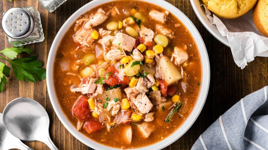 A hearty serving of stew in a bowl.