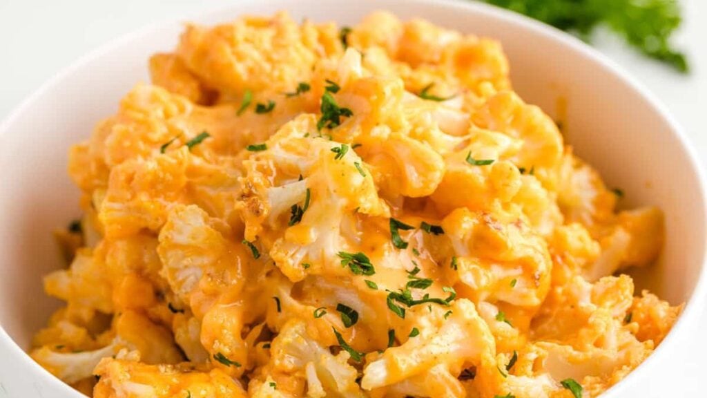 Mac and cheese made with cauliflower instead of pasta.