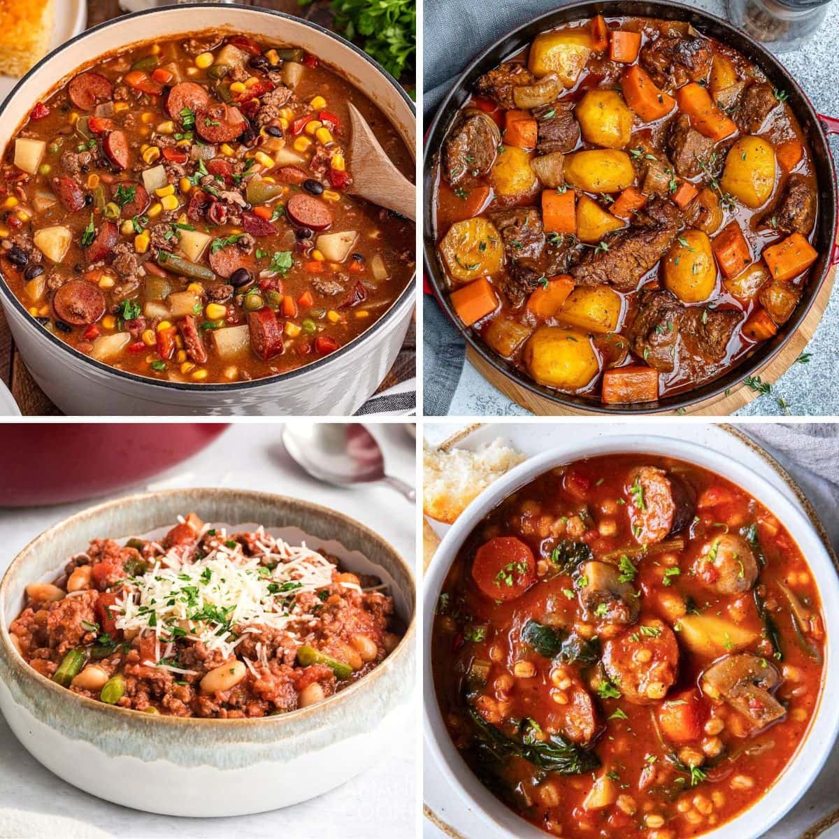 A collage of featured stew recipes.