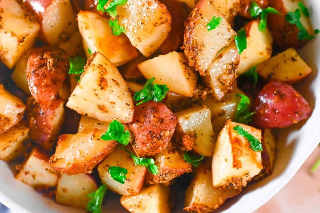 Tender red potatoes in a bowl.
