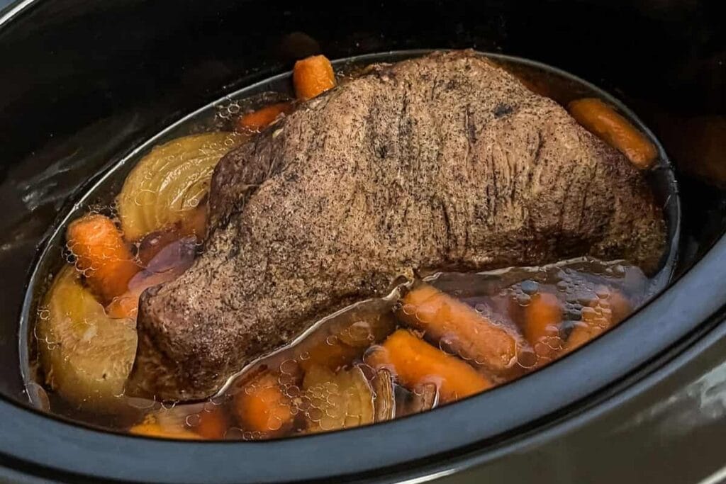 Tri-tip roast in slow cooker.