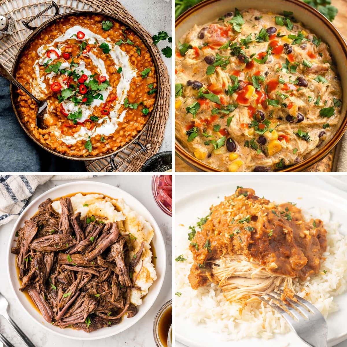 Dump and go crockpot dinners collage.