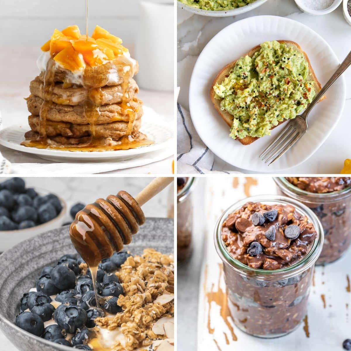 egg free breakfast ideas collage
