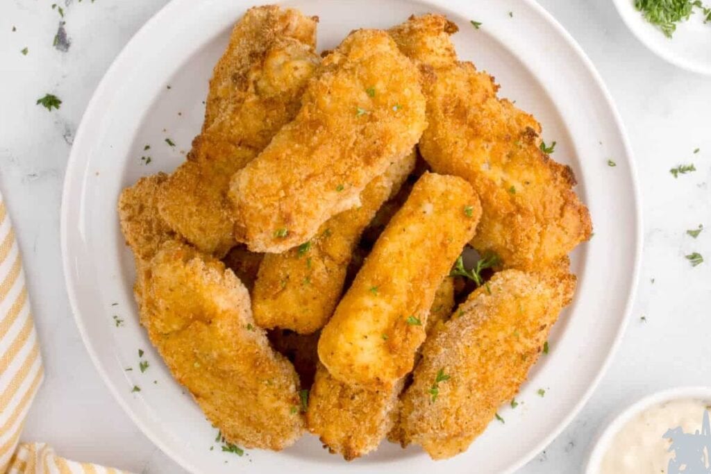 Fish sticks on a plate.
