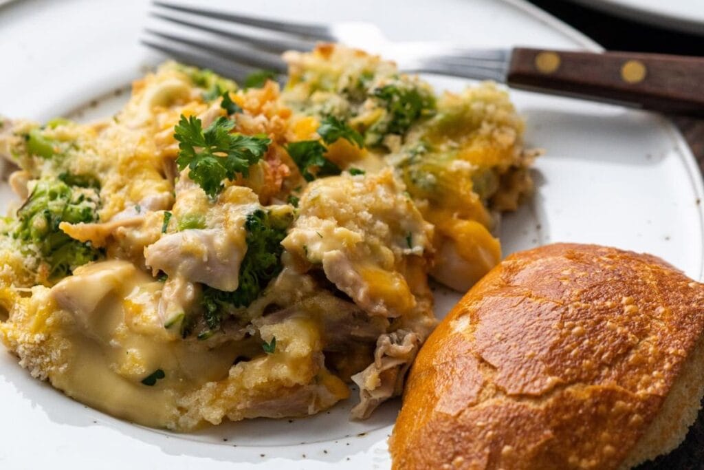 Chicken divan on a plate.