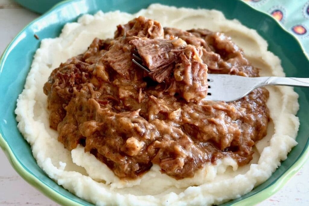 Dutch oven pot roast on a plate.