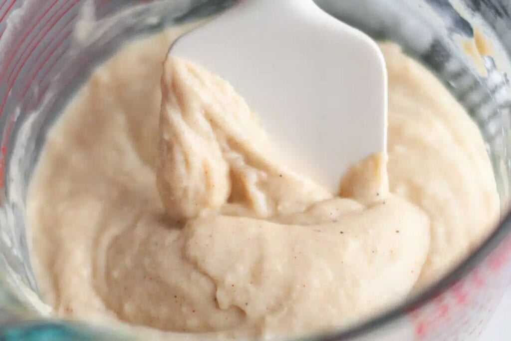 Cream of chicken soup with spatula.