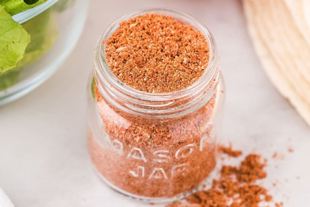 Taco seasoning in a jar.