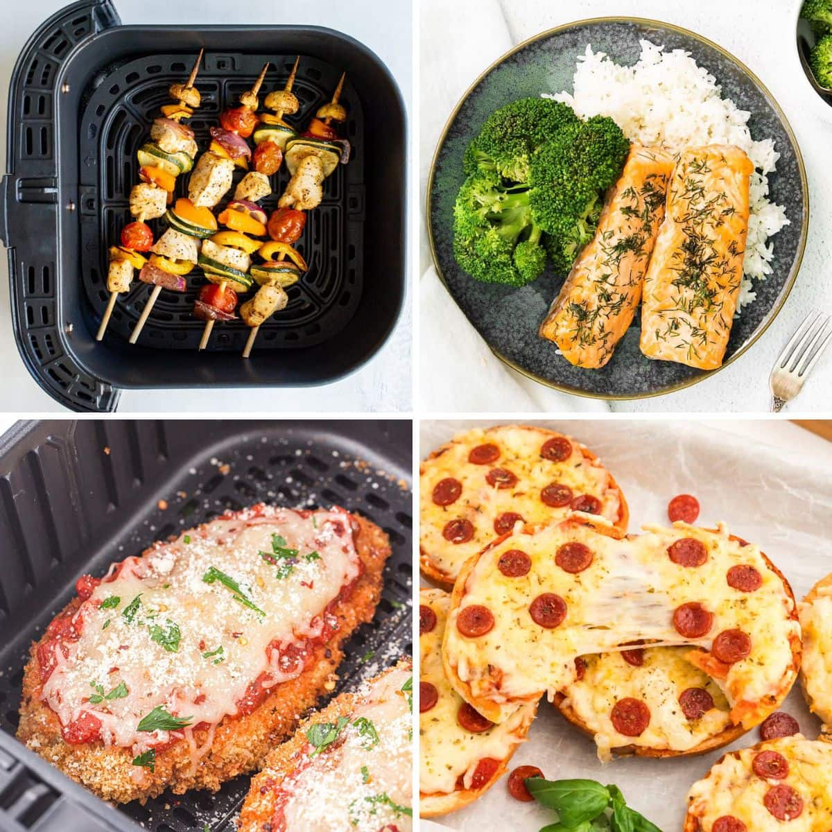 Air fryer dinner recipes collage.