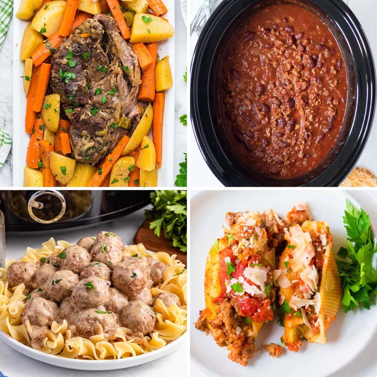 Cheap crockpot meals collage.