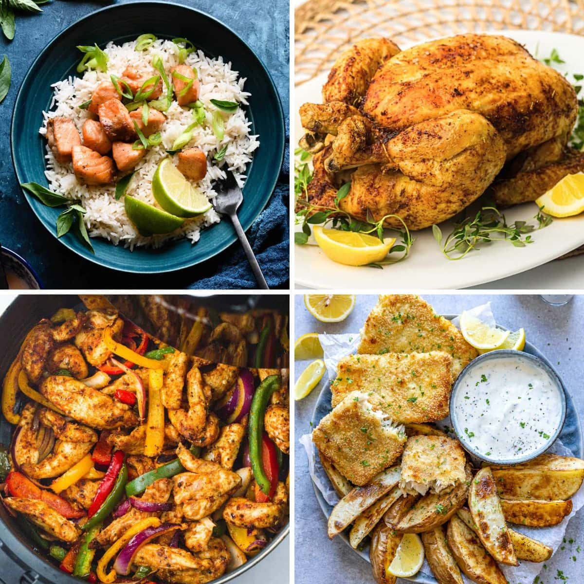 Air fryer dinners collage.