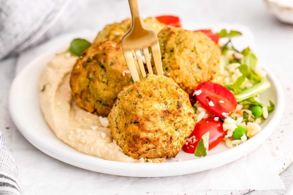 Falafel on a plate.