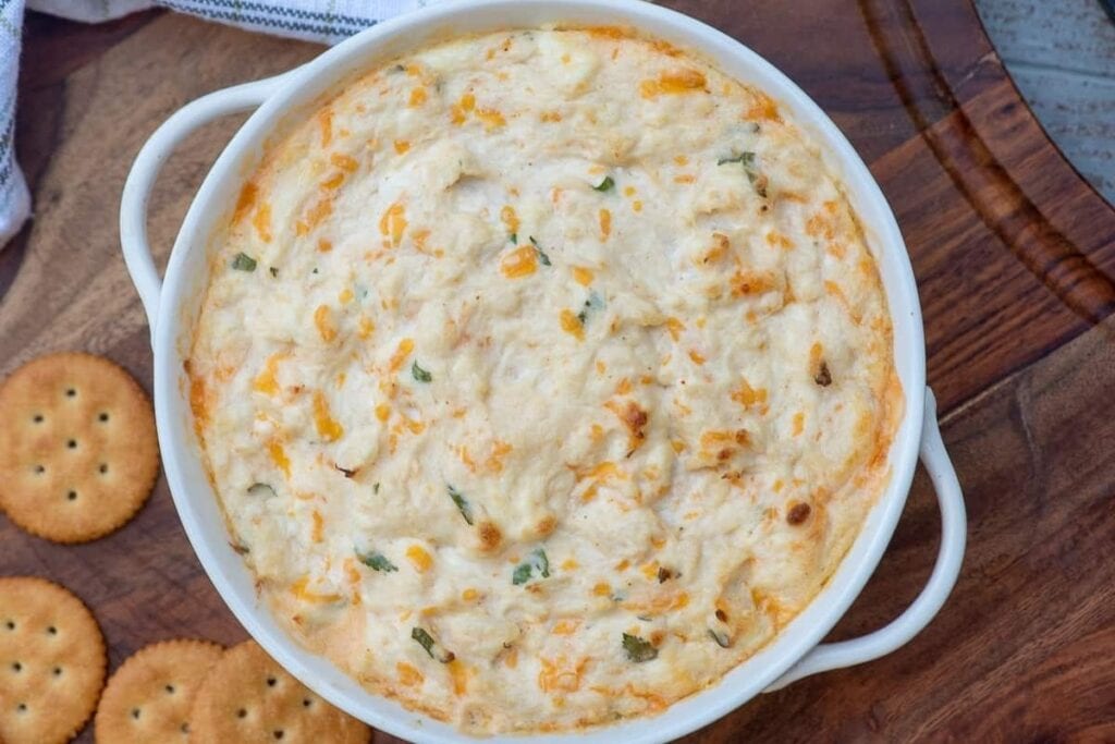 Crab dip in a bowl.