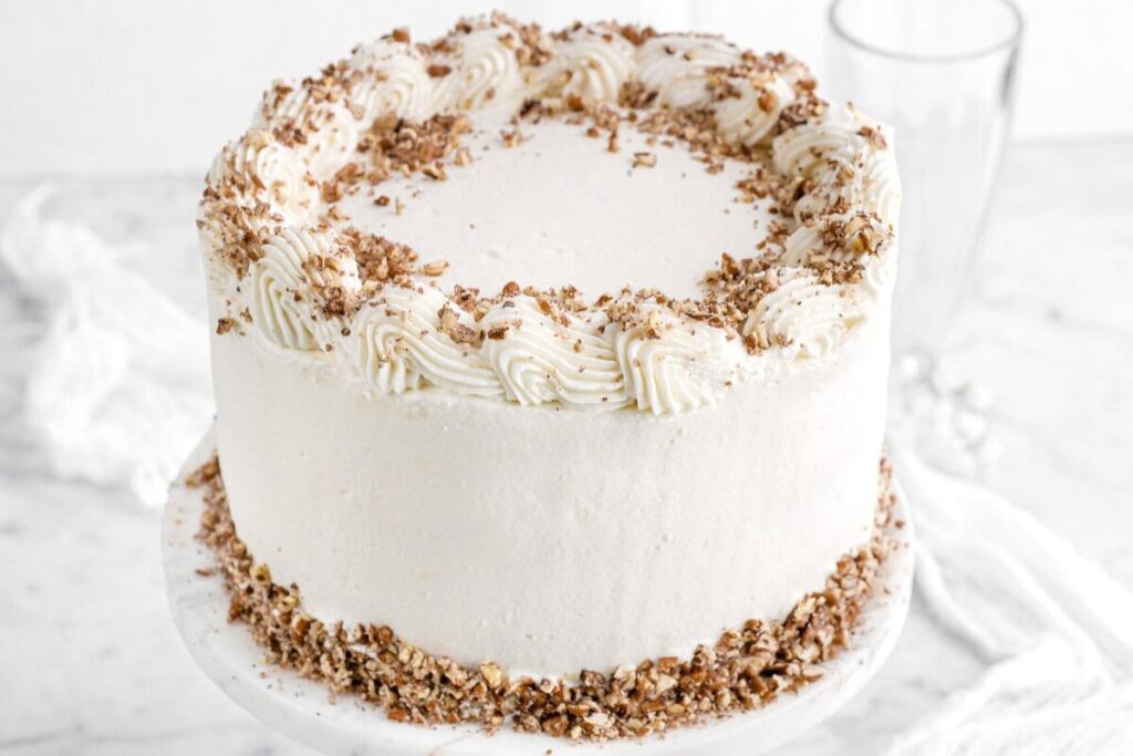 Hummingbird cake on a white background.