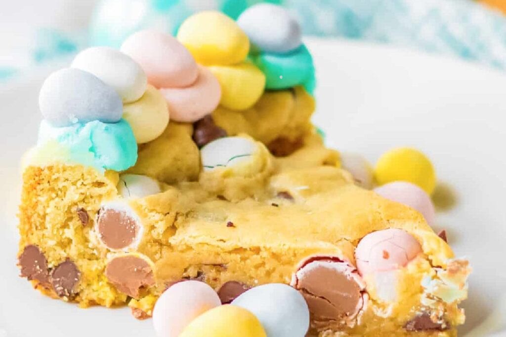 A slice of cookie cake for Easter.