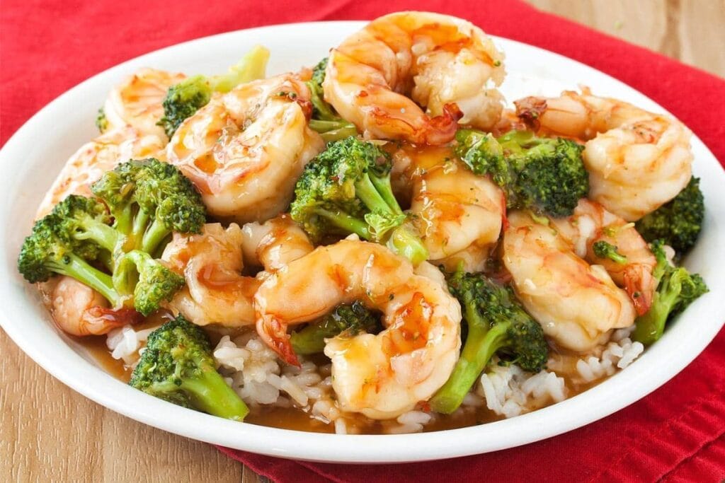 Tso shrimp on a plate.