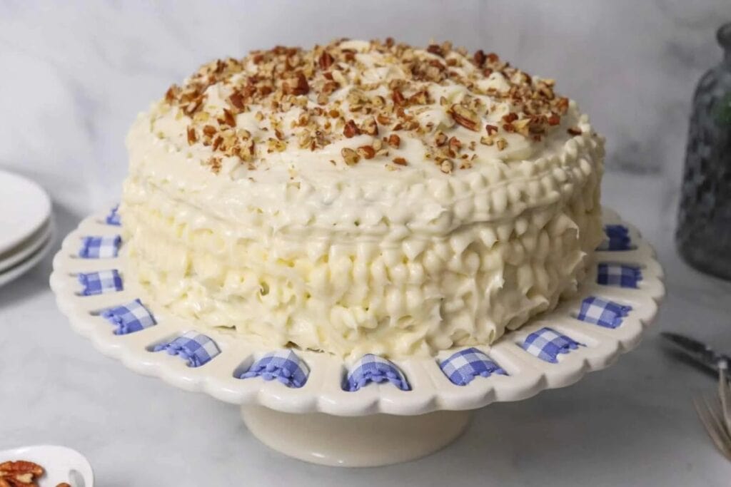 Zucchini cake with nuts.