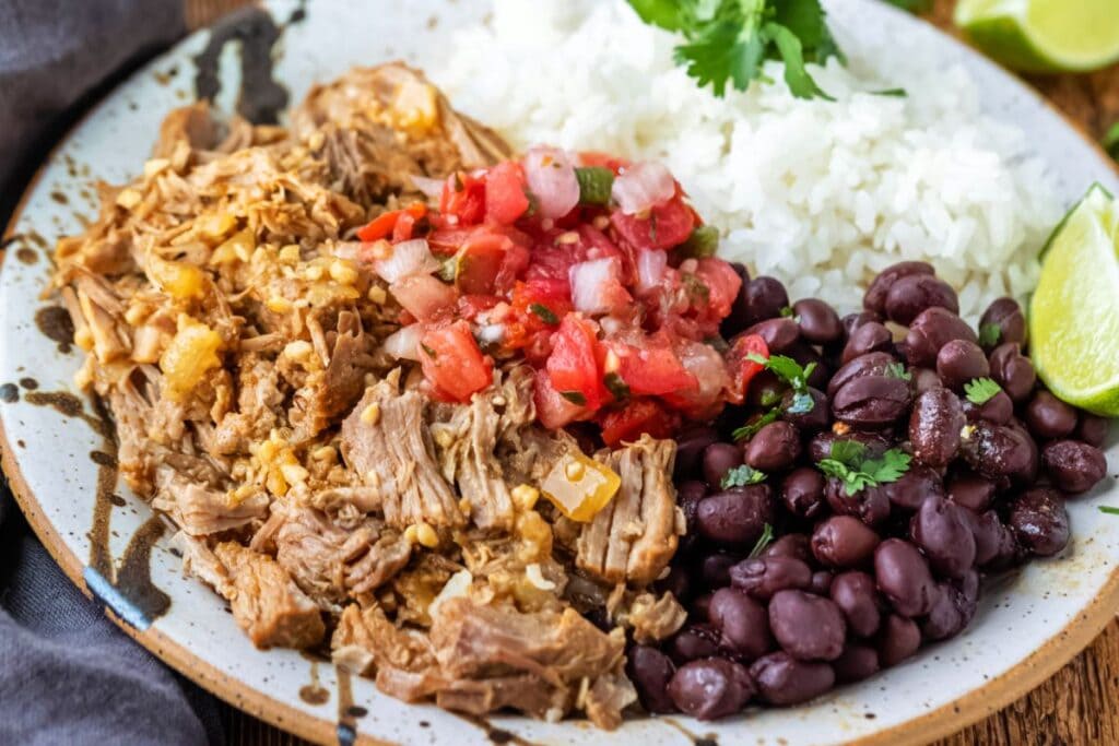 Mojo pork on a plate.
