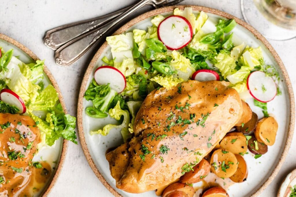 Maple chicken on a plate.