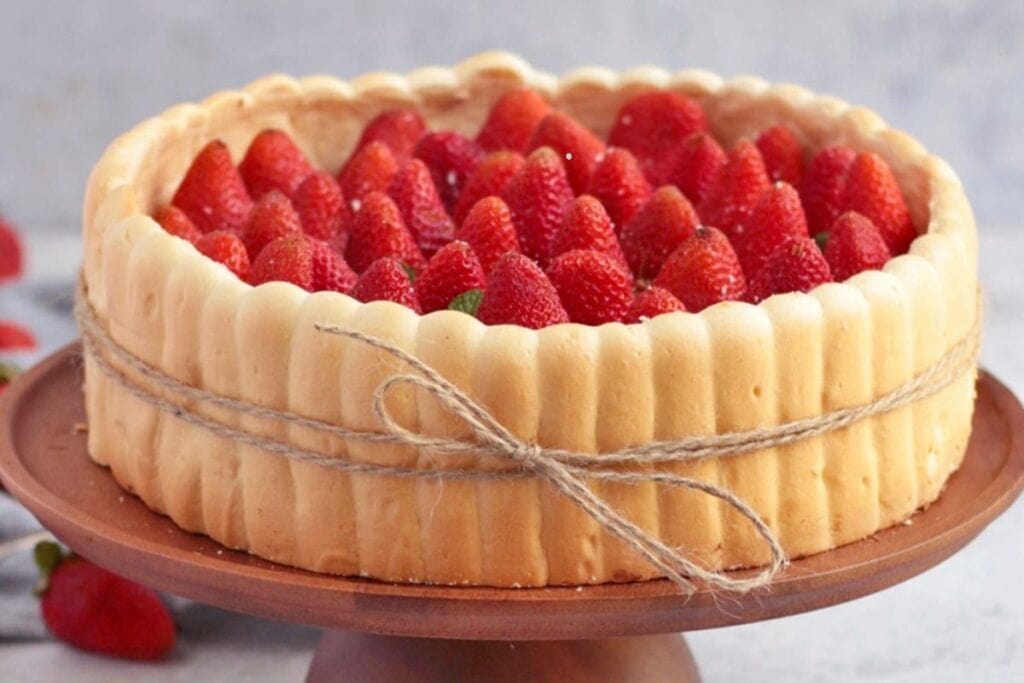 Charlotte cake with strawberries.