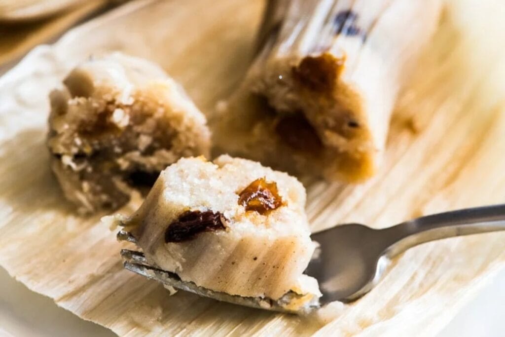 Tamales with raisins.