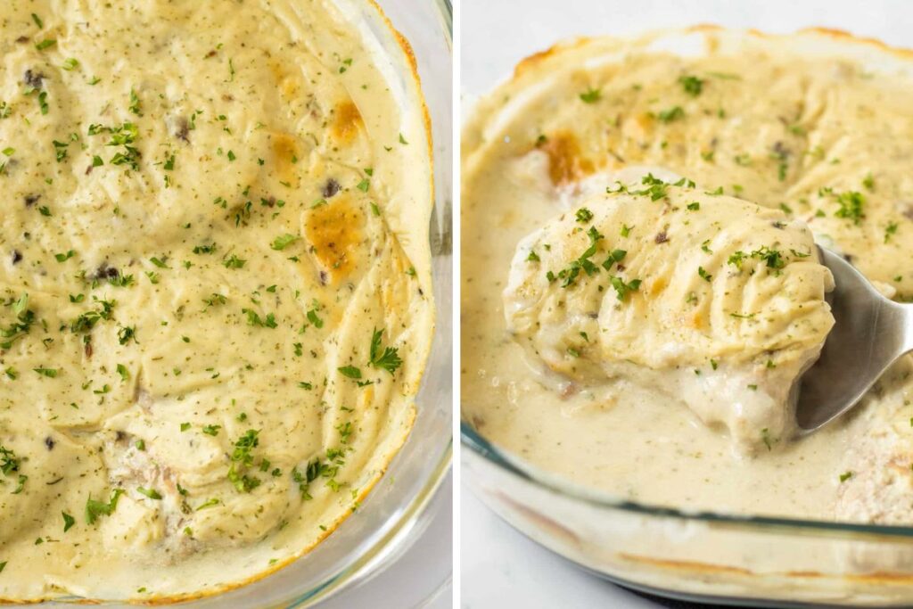 Oven baked pork chops collage.