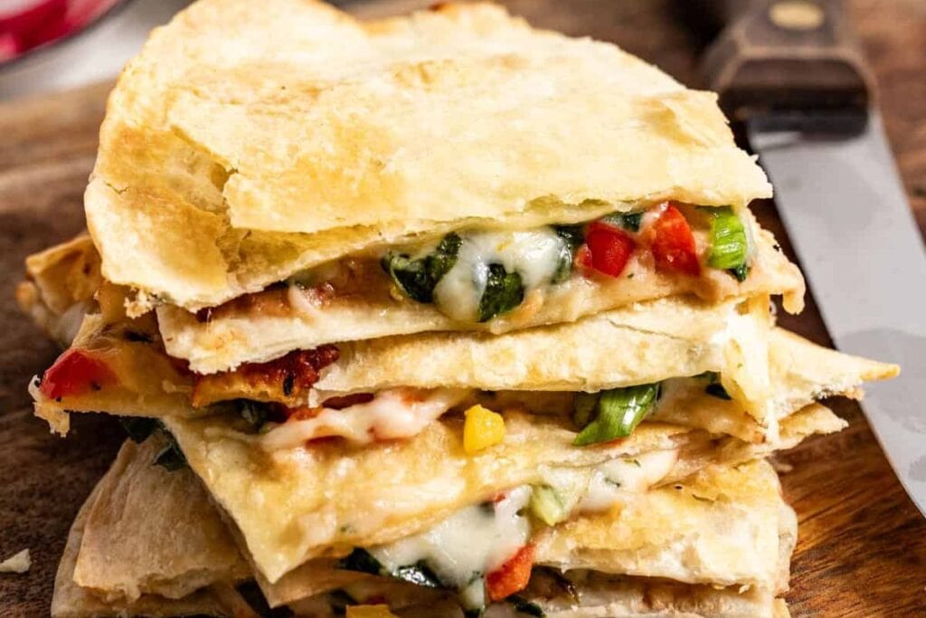 Close up shot of quesadillas.