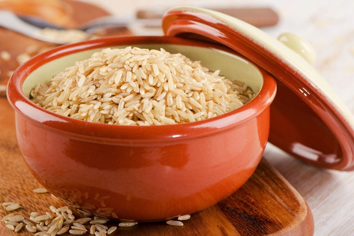 A bowl of brown rice.