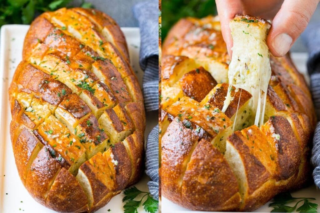 Pull apart bread collage.