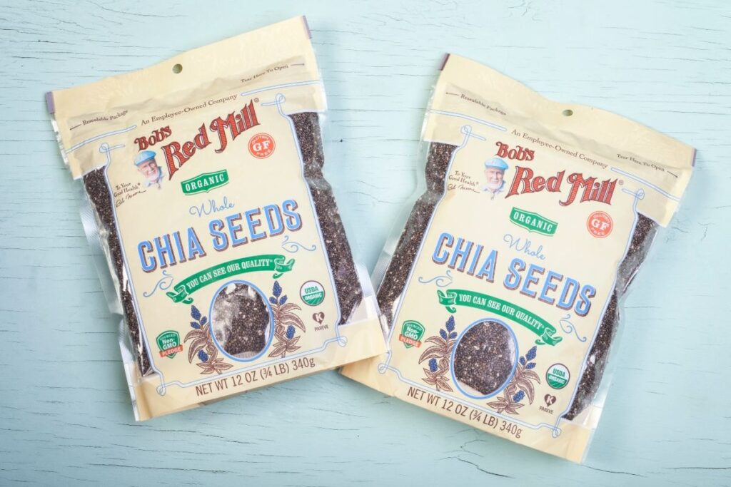 Two pouches of chia seeds.