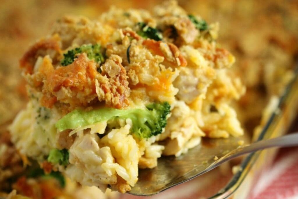 Close up shot of chicken divam casserole.