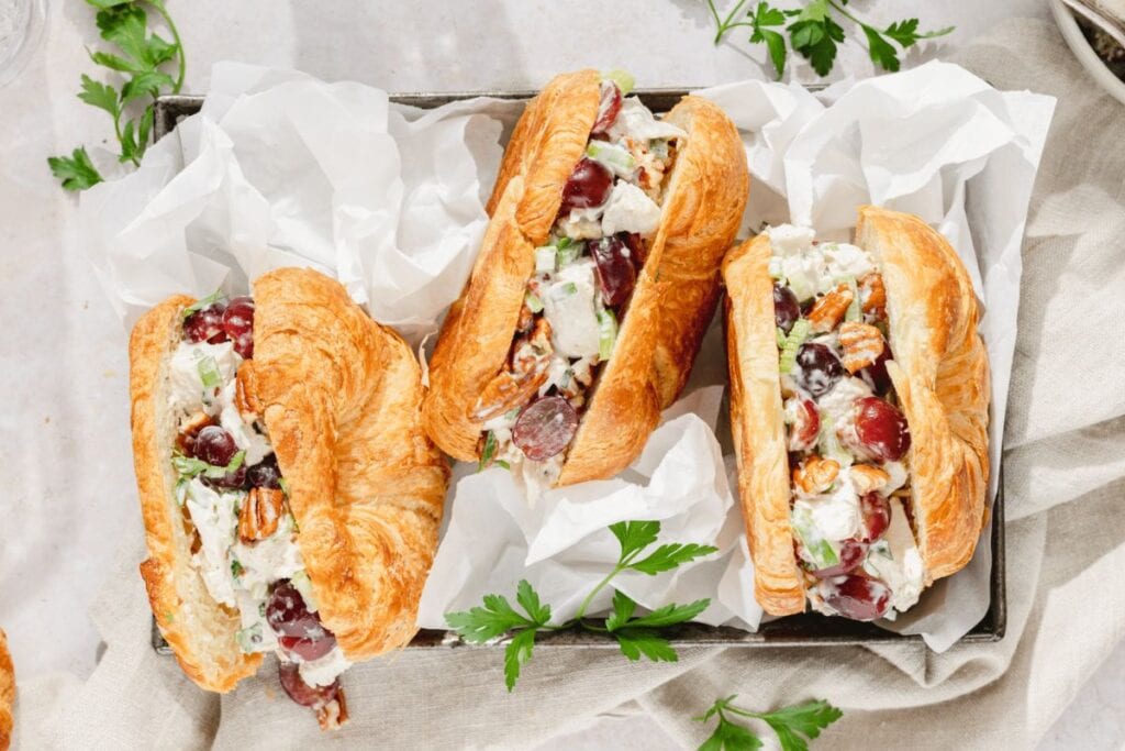 Chicken salad in buns.