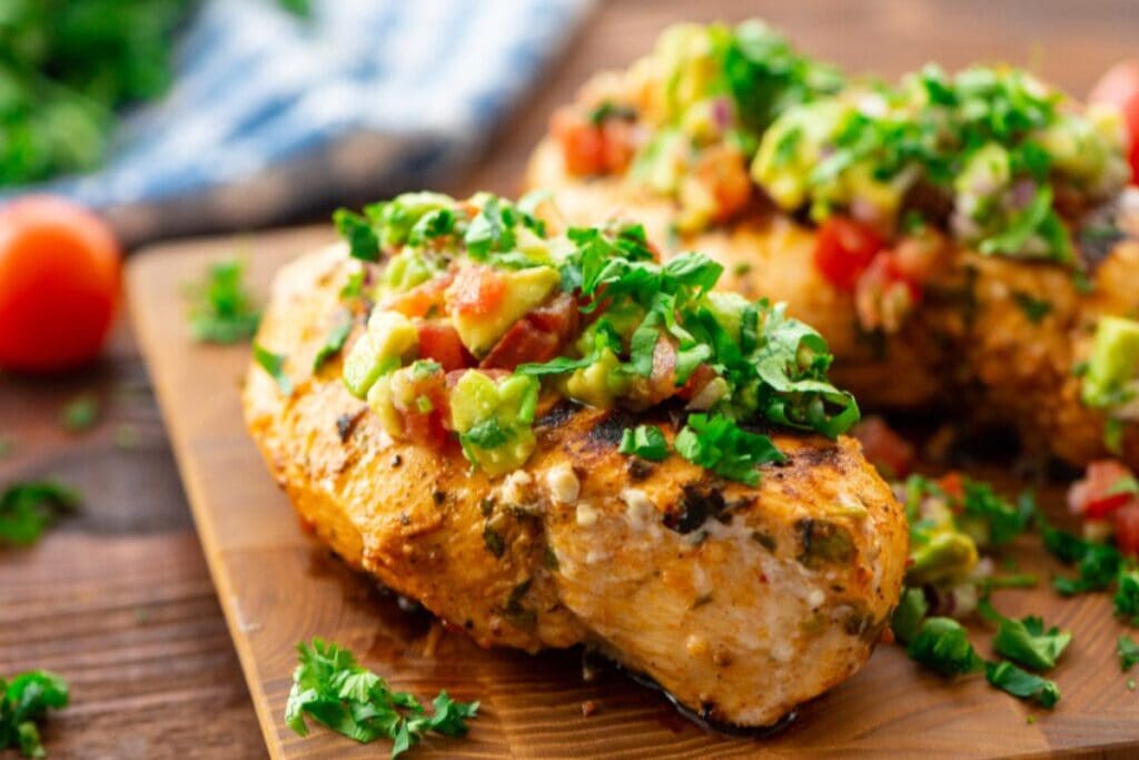 Grilled chicken with cilantro.