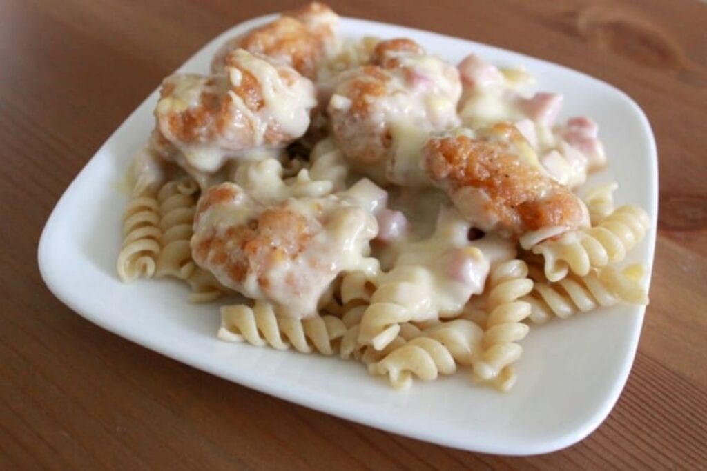 Cordon blue casserole on a plate.