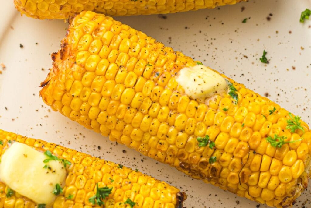 Corn on the cob with butter.