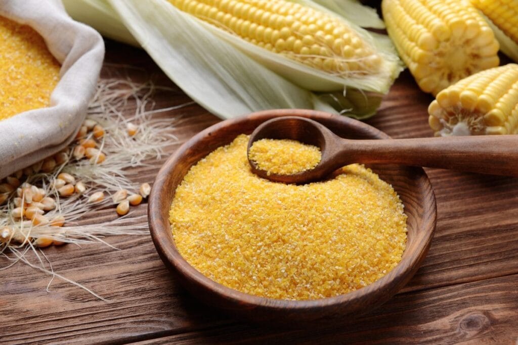 A bowl of cornmeal.