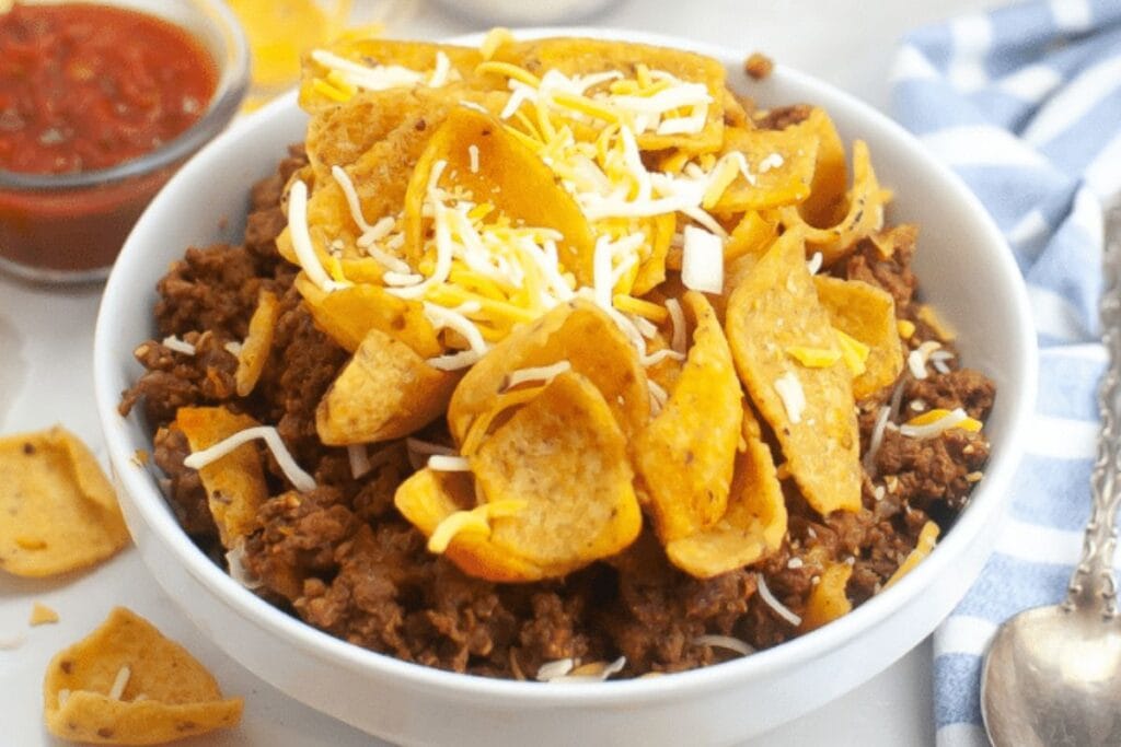 A bowl of frito pie.
