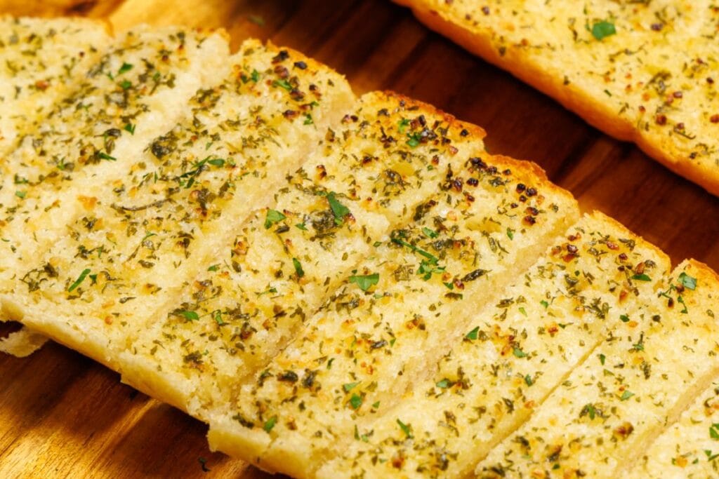 Sliced garlic bread.