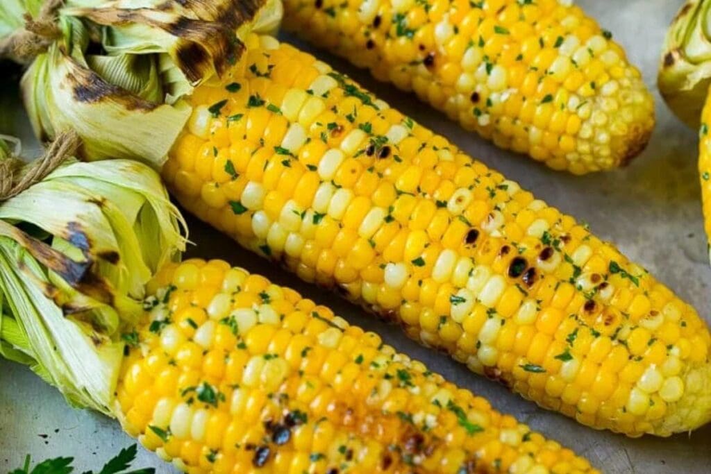Grilled corn on the cob.