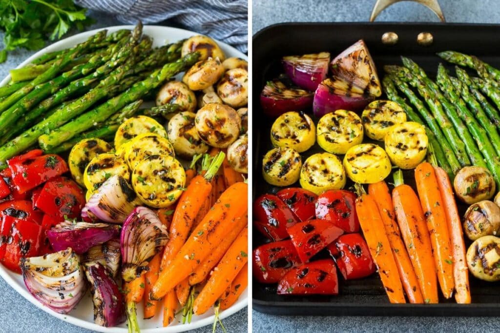 Grilled vegetables collage.