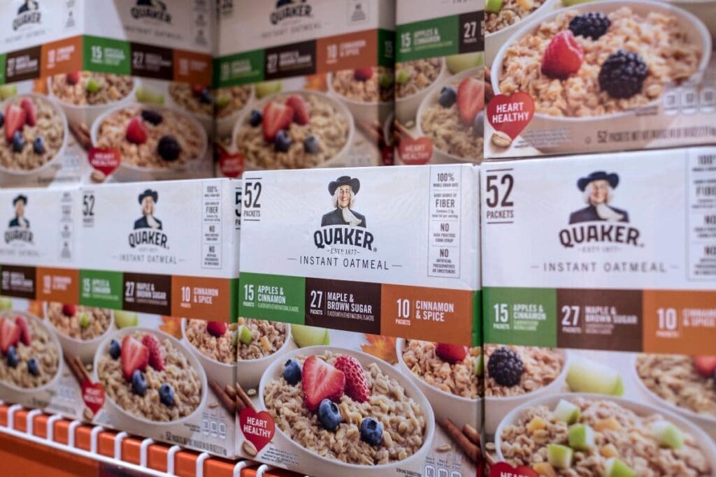 Oatmeal packets close up shot.