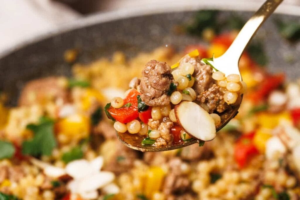 A spoonful of lamb couscous.