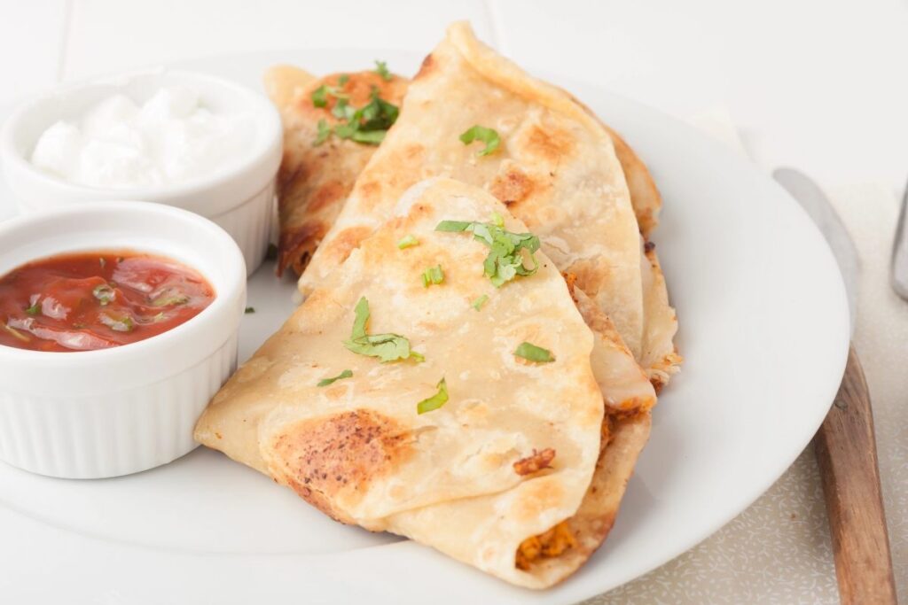 Quesadillas on a plant.