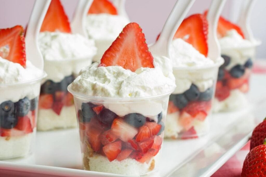 Mini shortcake cups with berries.