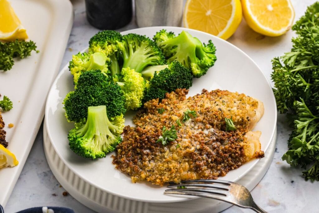 Tilapia with broccoli.
