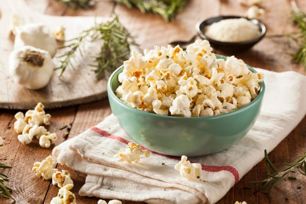 A bowl of popcorn.