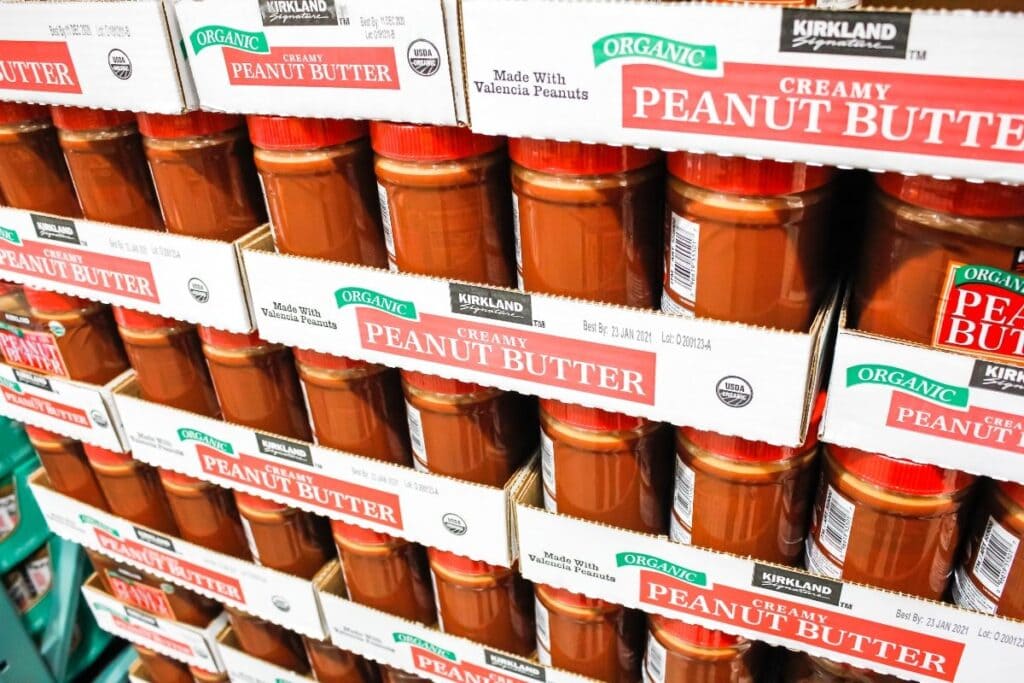 Jars of peanut butter.